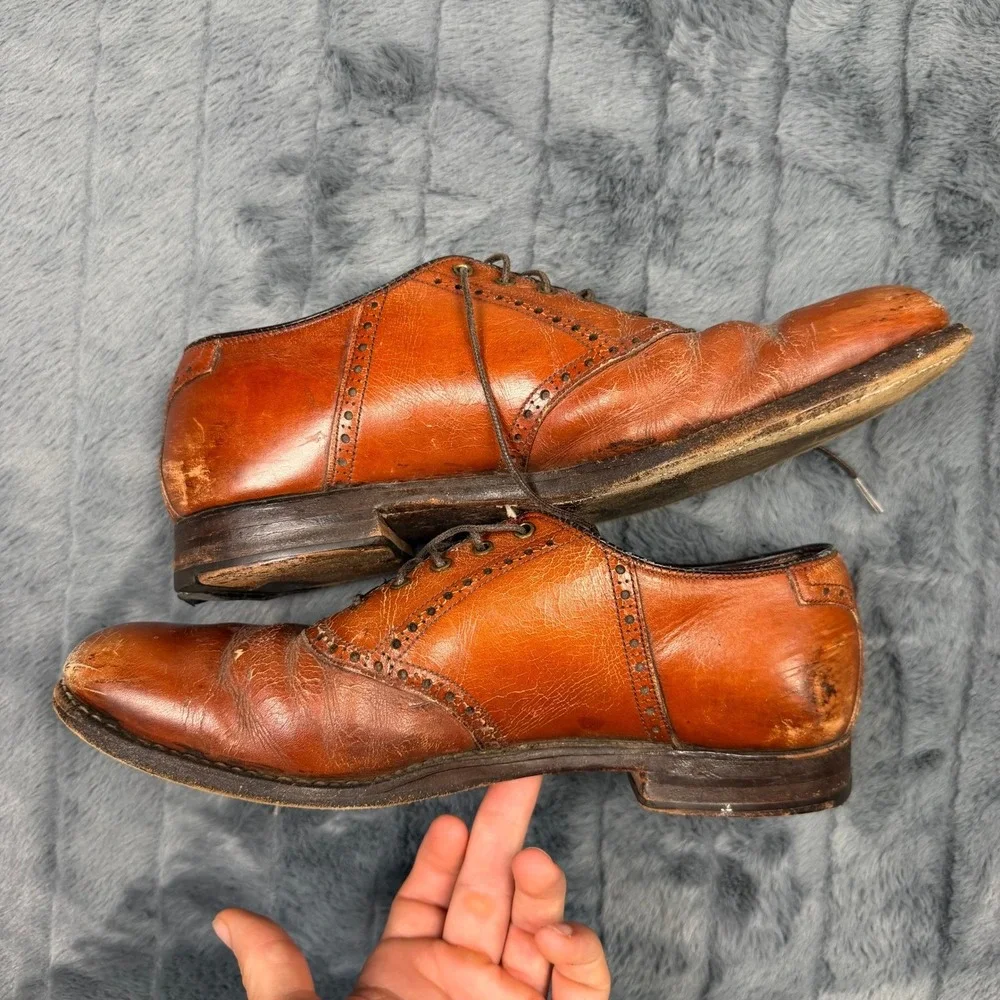 Alden 996 Shell Cordovan Saddle Shoes Mens 8 Brown Leather Oxford Brogue Dress